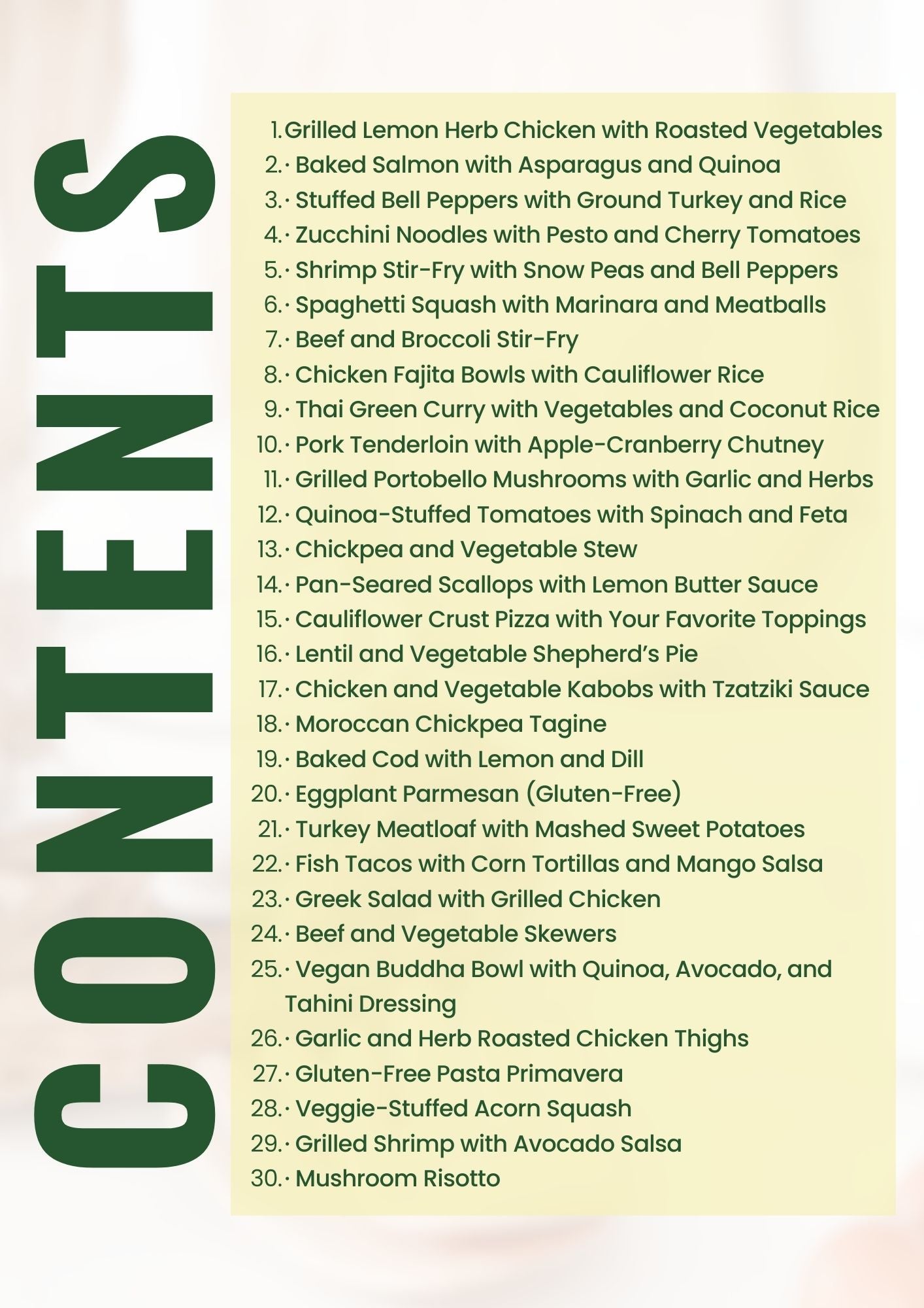 E-Cookbook 30 Gluten Free Dinner Recipes (E-book)